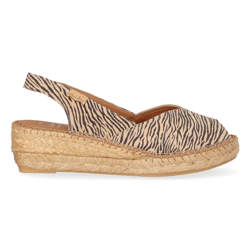 Bernia-ZB Damen Leder-Espadrilles Zebra