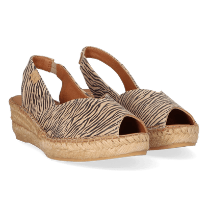 Bernia-ZB Damen Leder-Espadrilles Zebra