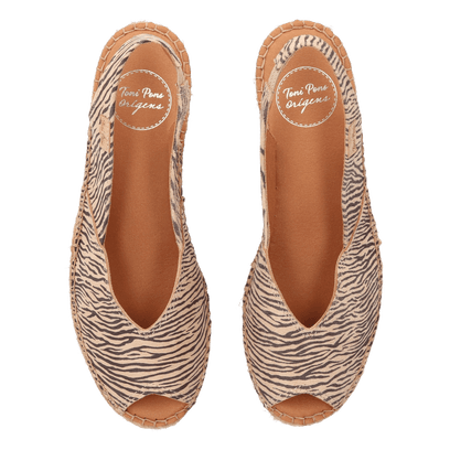 Bernia-ZB Damen Leder-Espadrilles Zebra