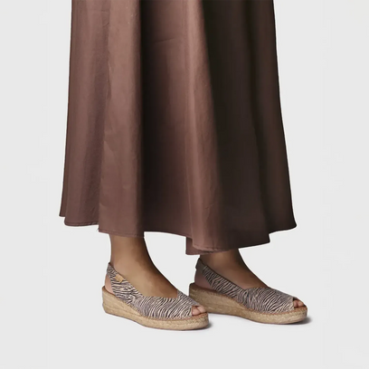 Bernia-ZB Damen Leder-Espadrilles Zebra