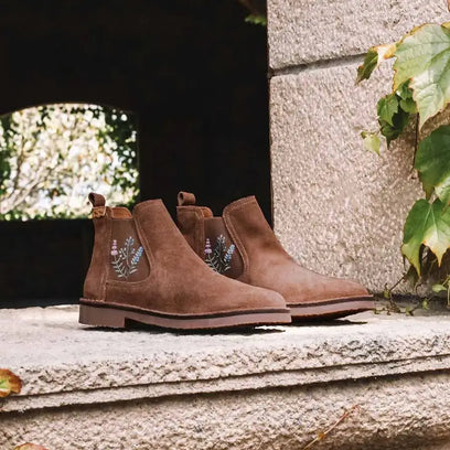 Bisbal Damen Wildleder-Chelsea Boots Taupe