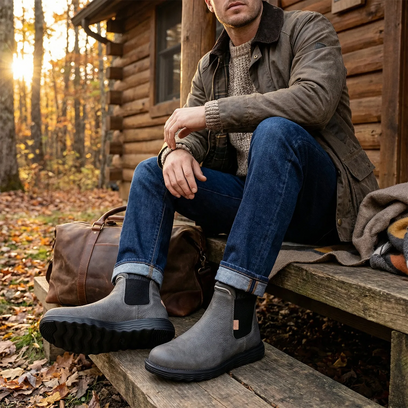 Branson Craft Leather Herren Boots Grey