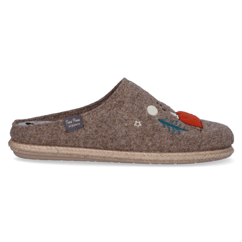 Charlie Herren Filz-Hausschuhe Beige