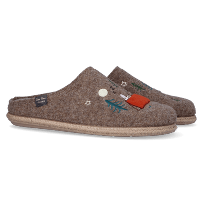 Charlie Herren Filz-Hausschuhe Beige