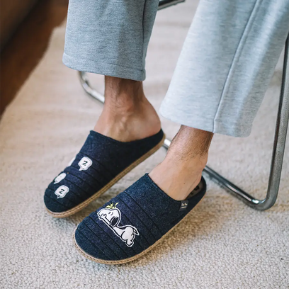 Charlie Herren Filz-Hausschuhe Blau