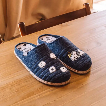 Charlie Herren Filz-Hausschuhe Blau