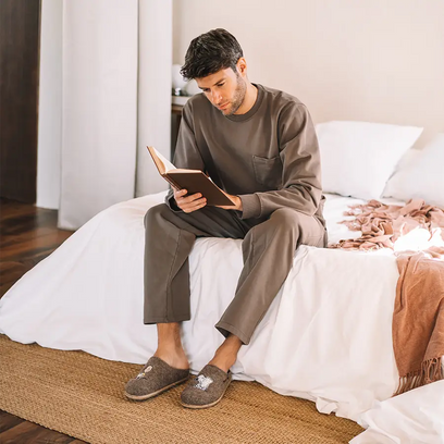 Charlie Herren Filz-Hausschuhe Taupe