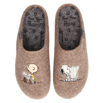 Charlie Herren Filz-Hausschuhe Taupe