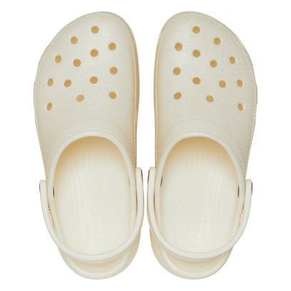 Classic Platform Glitter Clogs Chalk