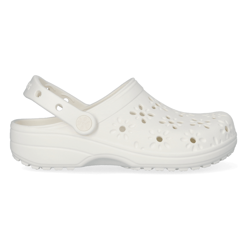 Classic Floral Cut Out Clogs Chalk