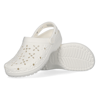 Classic Floral Cut Out Clogs Chalk