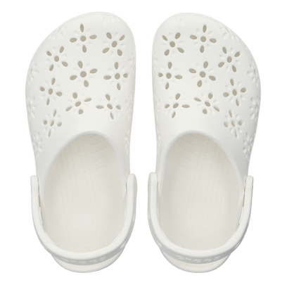 Classic Floral Cut Out Clogs Chalk