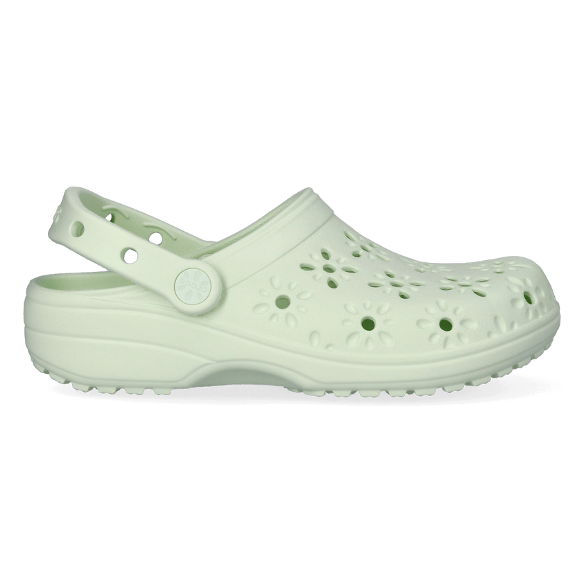 Classic Floral Cut Out Clogs Jade Tint