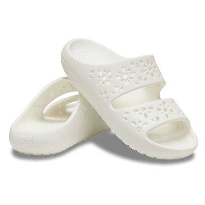 Classic Floral Cut Out Pantoletten Chalk