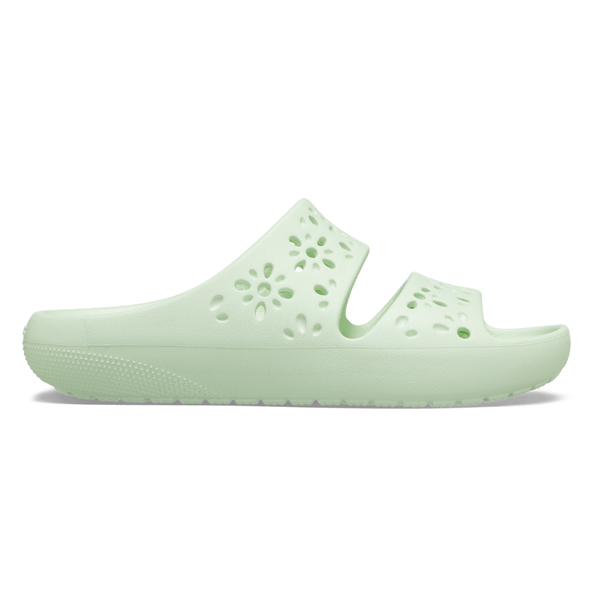 Classic Floral Cut Out Pantoletten Jade Tint