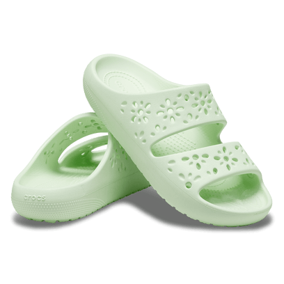 Classic Floral Cut Out Pantoletten Jade Tint