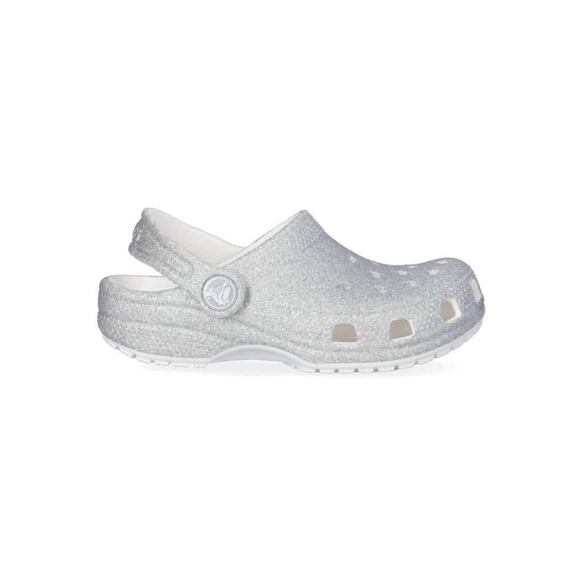 Classic Iridescent Glitter Clogs Toddler White