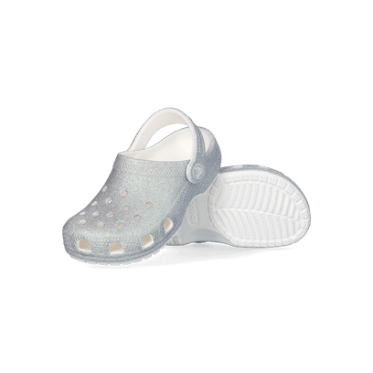 Classic Iridescent Glitter Clogs Toddler White