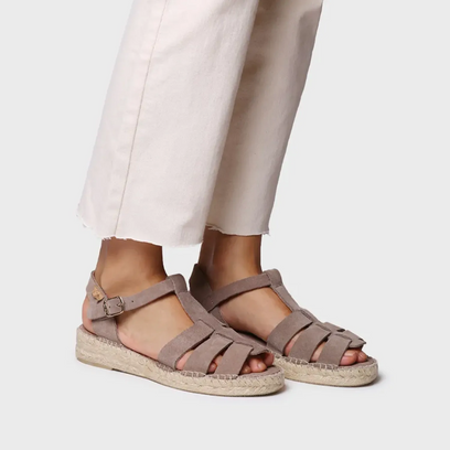 Elena Damen Wildleder-Espadrilles Taupe