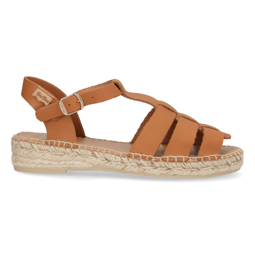 Emma Damen Leder-Espadrilles Nougat