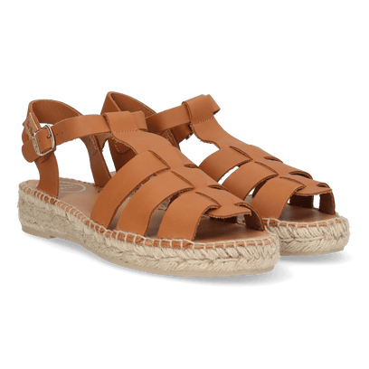 Emma Damen Leder-Espadrilles Nougat