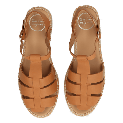 Emma Damen Leder-Espadrilles Nougat
