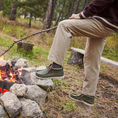 Wally Mid Waxed Canvas Herren Halbschuhe Olive