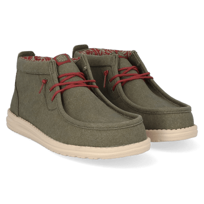 Wally Mid Waxed Canvas Herren Halbschuhe Olive