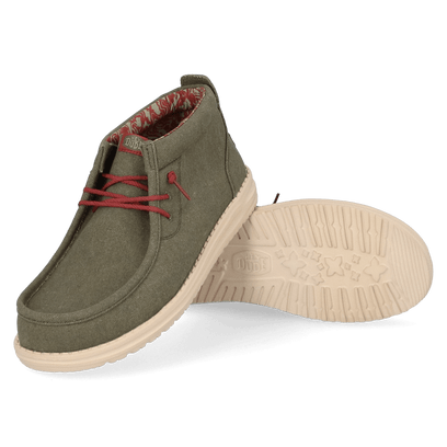 Wally Mid Waxed Canvas Herren Halbschuhe Olive