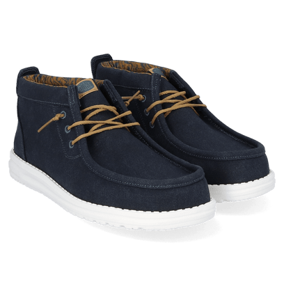 Wally Mid Waxed Canvas Herren Halbschuhe Navy
