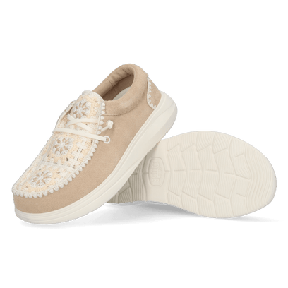 Wendy Comf Suede Crochet Damen Halbschuhe Irish Cream/Multi