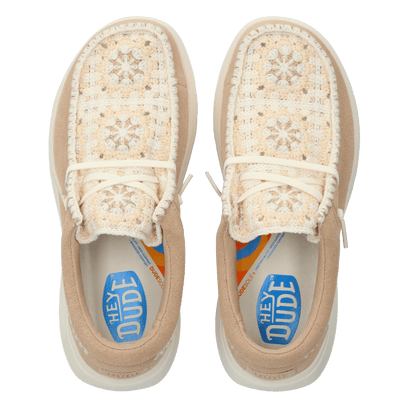 Wendy Comf Suede Crochet Damen Halbschuhe Irish Cream/Multi