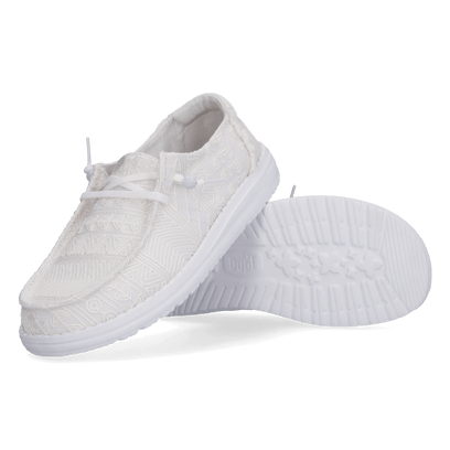 Wendy Crochet Lace Damen Halbschuhe White