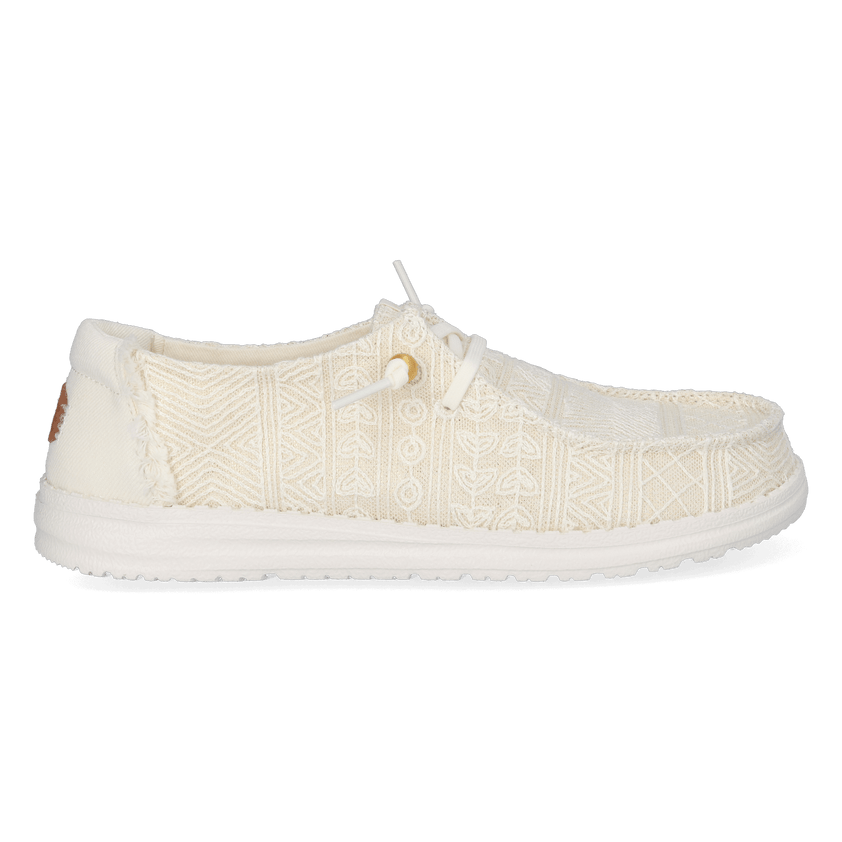 Wendy Crochet Lace Damen Halbschuhe White/Gold