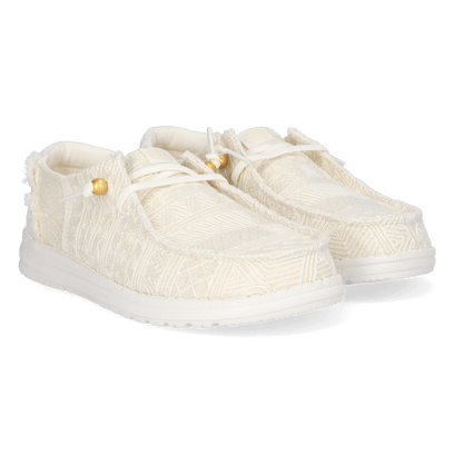 Wendy Crochet Lace Damen Halbschuhe White/Gold