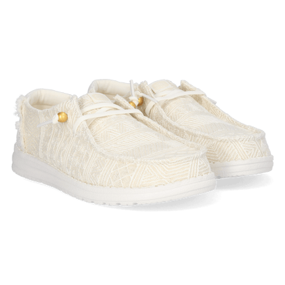 Wendy Crochet Lace Damen Halbschuhe White/Gold