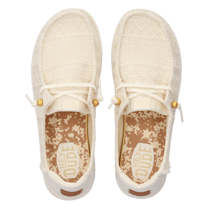 Wendy Crochet Lace Damen Halbschuhe White/Gold