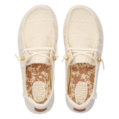 Wendy Crochet Lace Damen Halbschuhe White/Gold