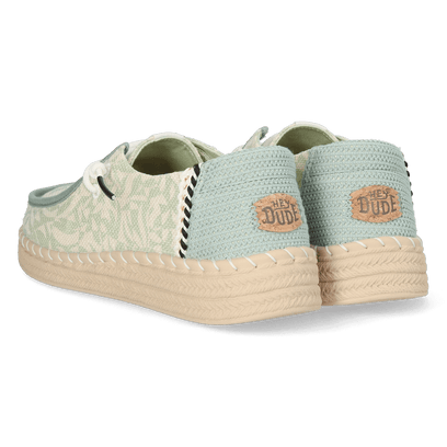 Wendy Espadrille Retro Palm Damen Halbschuhe Celadon Green/White