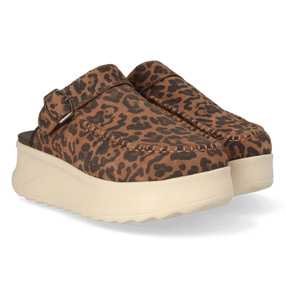 Delray Clog Suede Damen Brown Leopard