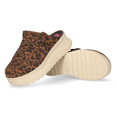 Delray Clog Suede Damen Brown Leopard
