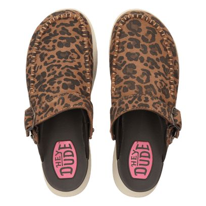 Delray Clog Suede Damen Brown Leopard