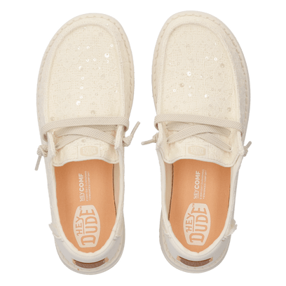 Wendy Sequin Lace Damens Halbschuhe Ivory