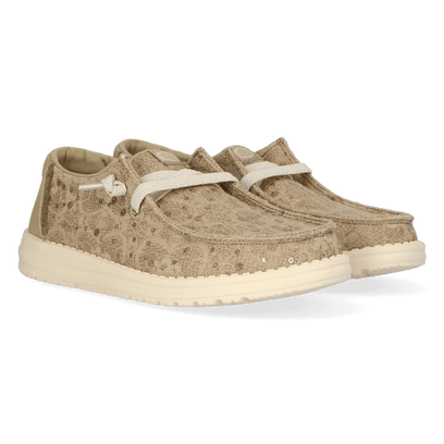 Wendy Sequin Lace Damens Halbschuhe Olive Grey