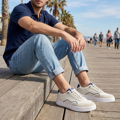 Hudson Canvas Herren Sneaker White/Navy