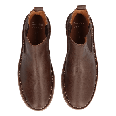 Isa-PO Damen Leder Chelsea Boots Marro