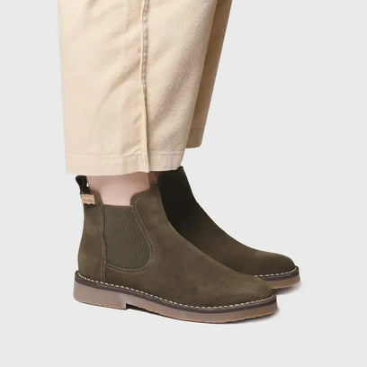 Isa-SY Damen Wildleder Chelsea Boots Caqui