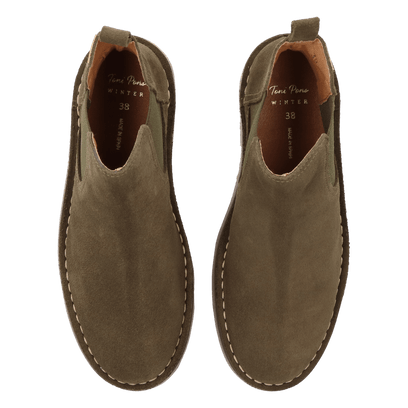 Isa-SY Damen Wildleder Chelsea Boots Caqui