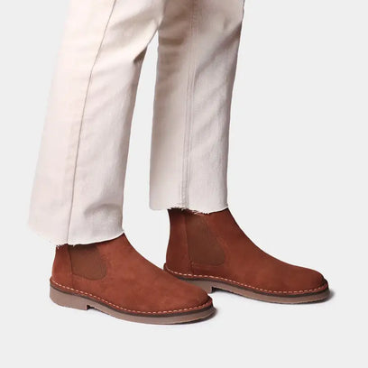 Isa-SY Damen Wildleder Chelsea Boots Moka