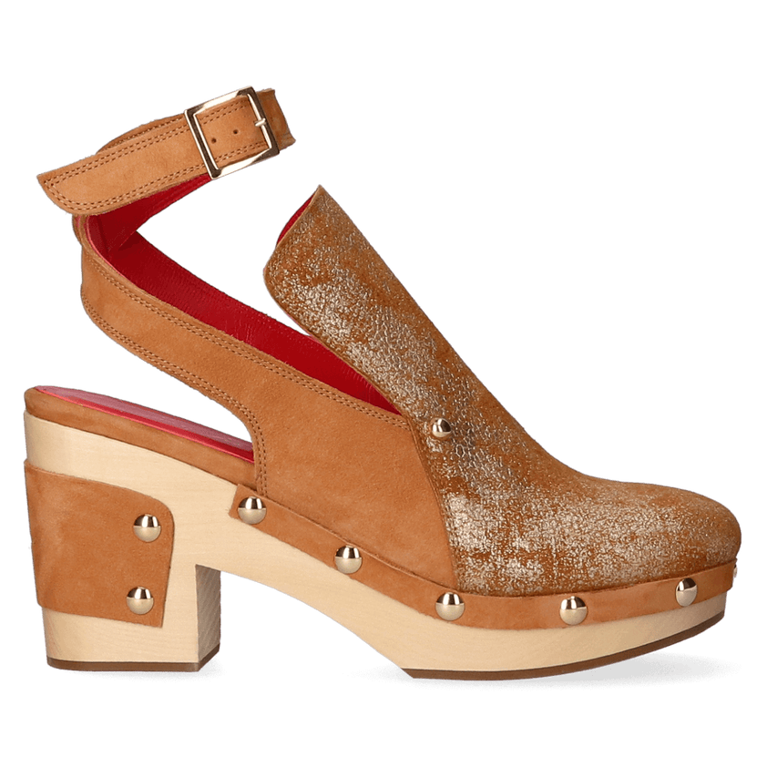 Woodchopper Damen Clogs Metallic Cognac